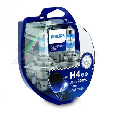 Комплект галогенових ламп Philips RacingVision GT200 12342RGTS2 H4 60/55W 12V P43T фото №1