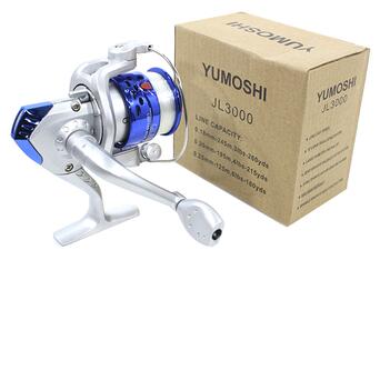 Котушка безінерційна  Yumoshi JL3000 Silver-Blue для спінінга  с леской фото №3