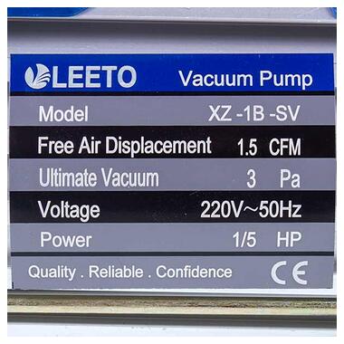 Вакуумний насос з манометром для кондиціонера LEETO XZ-1B-SV 1 ступ. 42 л/хв. фото №2
