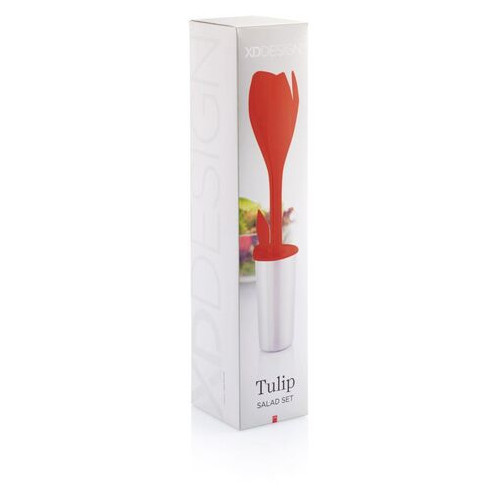 Набір для салату Tulip, сріблясто-червоний фото №3