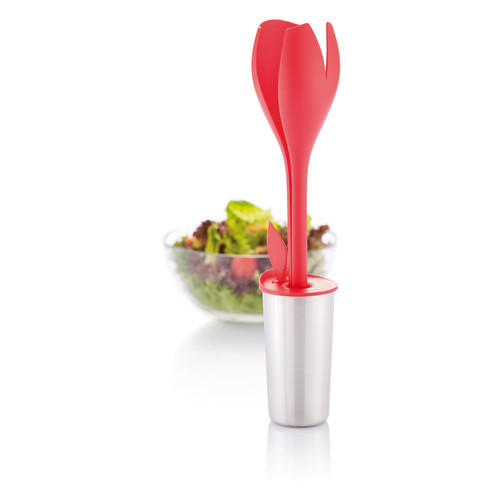 Набір для салату Tulip, сріблясто-червоний фото №1
