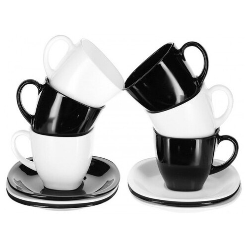 Набір чайний Luminarc Carine Black/White 220 мл 12 предметів (2371D) фото №8
