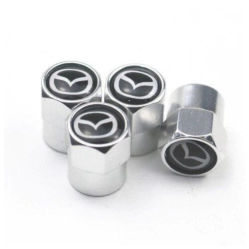 Защитные металлические колпачки Primo на ниппель, золотник автомобильных колес с логотипом Mazda - Silver