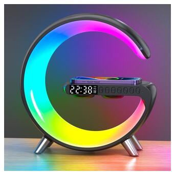 Настільна смарт лампа-нічник Happy Light RGB Smart Light Sound Machine з бездротовою зарядкою 15W Чорний фото №1
