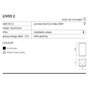 Уличный светильник AZzardo LIVIO 2 AZ0888 (GM1101-2-BGR) фото №2