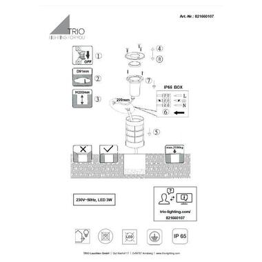 Тротуарный светильник TRIO BELAJA 821660107 фото №5
