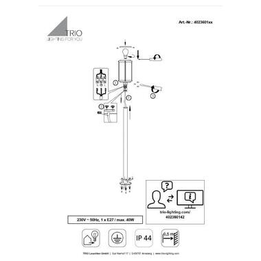 Уличный светильник TRIO TANARO 402360142 фото №6