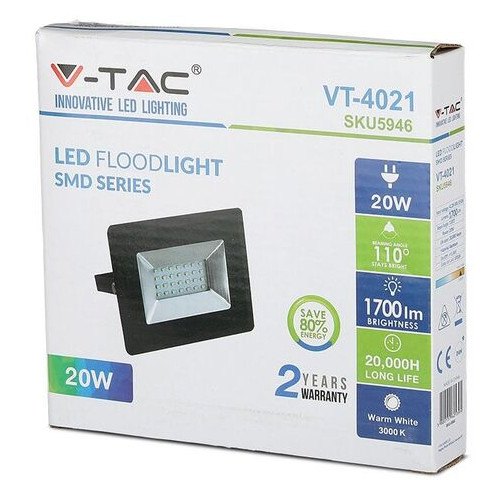 Прожектор вуличний LED V-TAC SKU-5946 E-Series 20W 230V 3000К (3800157625395) фото №2