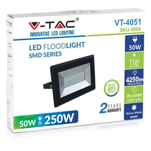 Прожектор вуличний LED V-TAC SKU-5960 E-Series 50W 230V 6500К (3800157625531) фото №4