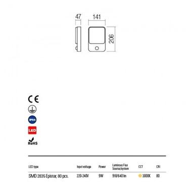 Уличный настенный светильник Redo 90133 Colin фото №3