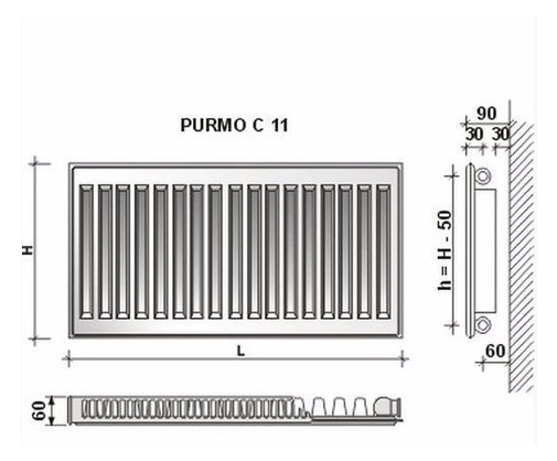 Сталевий панельний радіатор Purmo Compact 11 500x1000 фото №3