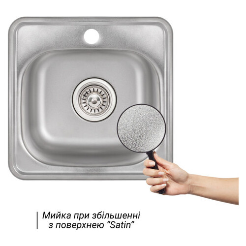 Кухонна мийка Lidz 3838 Satin 0.6 мм (LIDZ3838POL06) фото №3