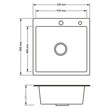 Кухонна мийка Lidz H5050B PVD 3.0/1.0 мм LDH5050BPVD3008  фото №2