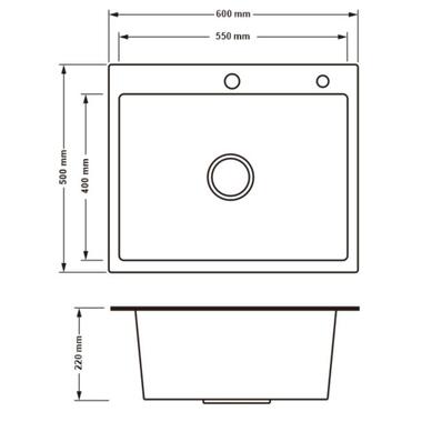 Кухонна мийка Lidz H6050B PVD 3.0/1.0 мм LDH6050BPVD3008  фото №2
