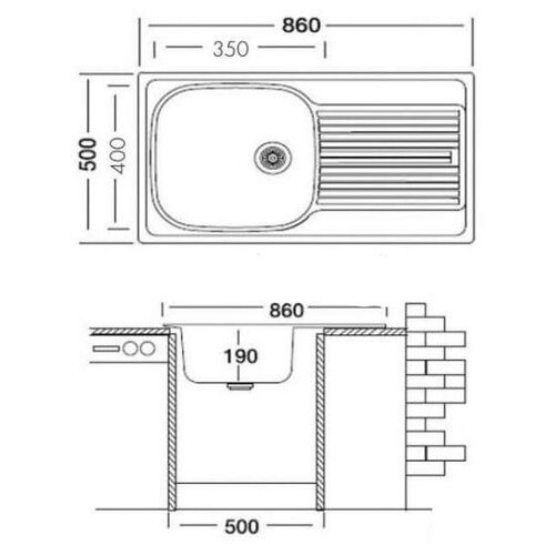 Кухонна мийка Ukinox HYL 1000.500 15 GT 6K (без сифону) фото №2