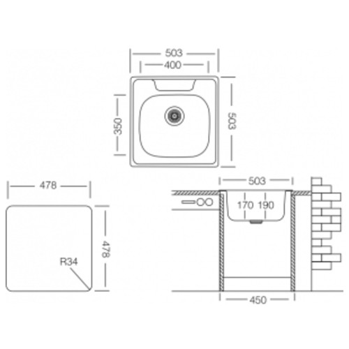 Кухонна мийка Ukinox COP 503.503 GT 8K (без сифону) фото №2