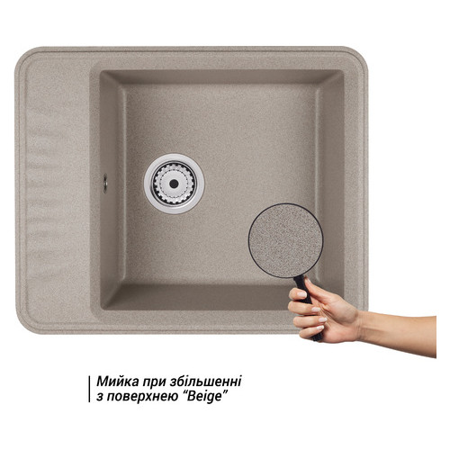 Кухонна мийка Qtap CS 6250 Beige (QT6250BEI551) фото №3