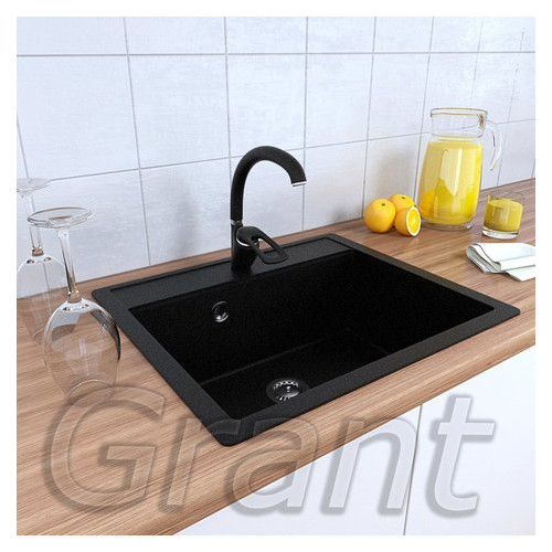 Кухонна мийка Grant Mary квадратна чорна фото №1
