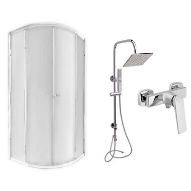 Набір Qtap душова кабіна Presto CRM1099AP5 + Змішувач для душу Vlasta 4028102C + душова панель Plava 1001 Chrome фото №1