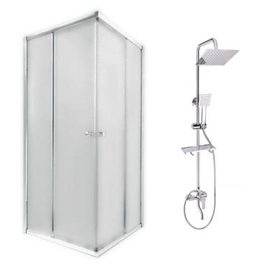 Набір Qtap душова кабіна Presto CRM1099SP5 + душова панель Plava 1005 Chrome фото №1