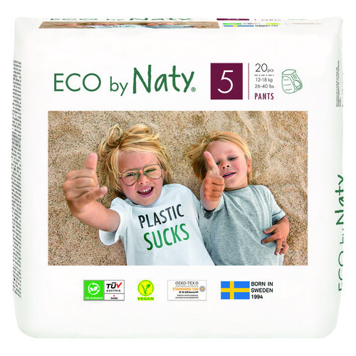 Органические подгузники трусики Eco by Naty Размер 5 (от 12 до 18 кг) 20 шт фото №1