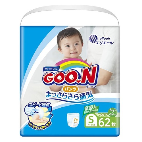 Японские подгузники-трусики Goo.N S для активных детей 4 - 9 кг унисекс 62 шт (853625) (4902011850635) фото №1
