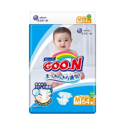 Підгузки Goo.N для дітей 6-11 кг M на липучках унісекс 64 шт (843154) фото №1