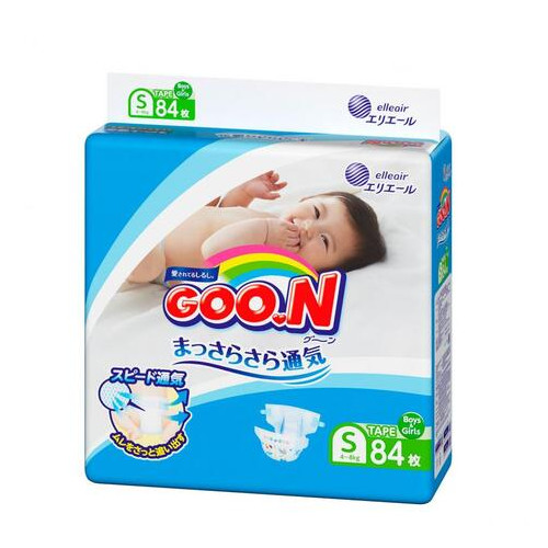 Підгузки Goo.N для дітей 4-8 кг розмір S на липучках 84 шт (843153) фото №2