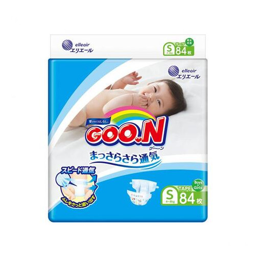 Підгузки Goo.N для дітей 4-8 кг розмір S на липучках 84 шт (843153) фото №1