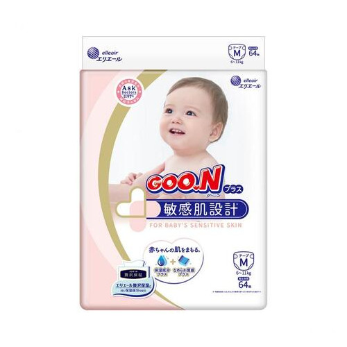 Підгузки Goo.N Plus для дітей 6-11 кг (розмір M на липучках унісекс 64 шт) фото №1