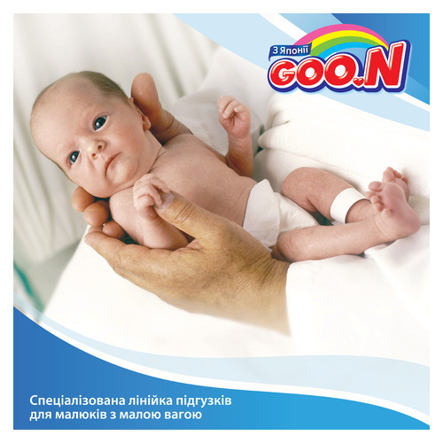 Подгузники GOO.N для маловесных новорожденных 1,0 - 2,2 кг (р. SSSS, на липучках, унисекс, 30 шт) фото №2