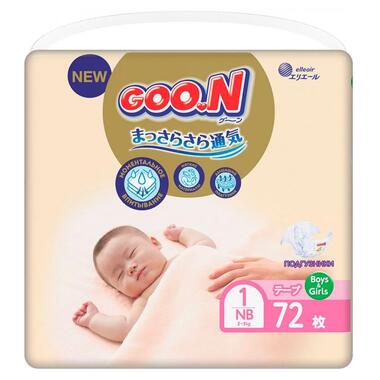Подгузники Goo.N Premium Soft для новорожденных до 5 кг (1(NB), на липучках, унисекс, 72 шт) (863222) фото №1