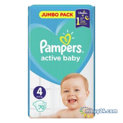 Подгузник Pampers Active Baby Maxi Размер 4 (9-14 кг), 70 шт. (8001090948250) фото №1