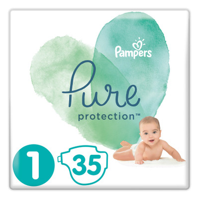 Підгузник Pampers Pure Protection Розмір 1 Newborn 2-5 кг 35 шт (8001841023120) фото №1