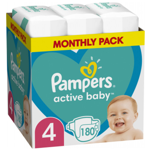 Підгузник Pampers Active Baby Maxi Розмір 4 (9-14 кг) 180 шт (8006540032725) фото №1