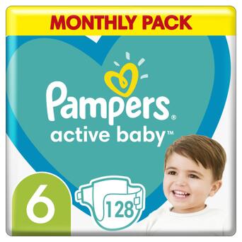 Підгузок Pampers Active Baby Розмір 6 (Extra Large) 13-18 кг 128 шт (8006540032688) фото №1