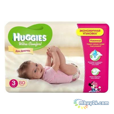 Подгузник Huggies Ultra Comfort 3 для девочек 5-9кг 80шт (5029053543604) фото №1