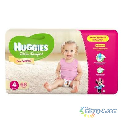 Подгузник Huggies Ultra Comfort 4 для девочек 8-14кг 66шт (5029053543628) фото №1