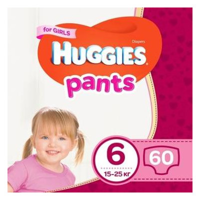 Підгузник Huggies Pants 6 для дівчаток (15-25 кг) 60 шт (5029053564135) фото №1