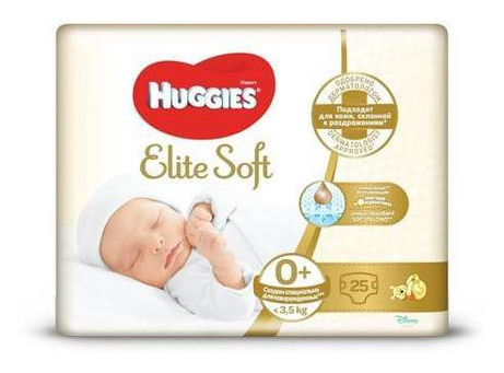 Подгузники Huggies Elite Soft 0+ до 3.5 кг 25 шт 548005 фото №1