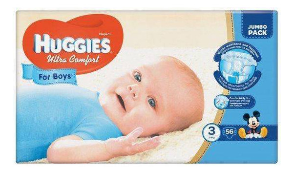 Подгузники Huggies Ultra Comfort 3 для мальчиков (5-9кг) 56 шт 565361 фото №1