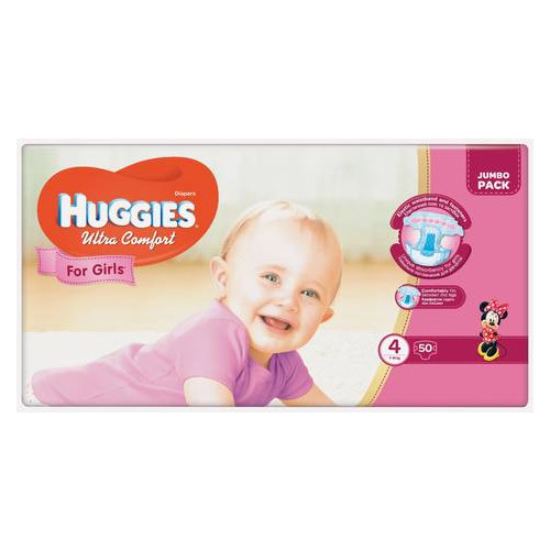Подгузники Huggies Ultra Comfort 4 для девочек (8-14кг) 50 шт 565378 фото №1