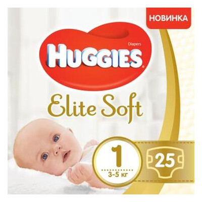 Підгузник Huggies Elite Soft 1 (3-5 кг) 25 шт (5029053547923) фото №1