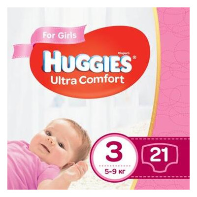 Підгузник Huggies Ultra Comfort 3 для дівчаток 5-9 кг 21 шт (5029053543543) фото №1