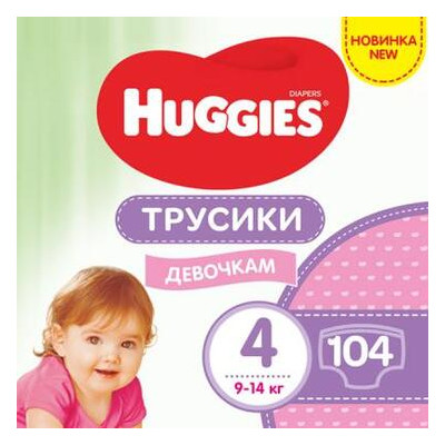 Підгузник Huggies Pants 4 M-Pack 9-14 кг для дівчаток 104 шт (5029054568095) фото №1