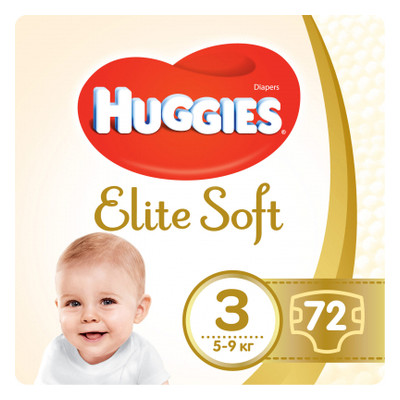 Підгузник Huggies Elite Soft 3 Mega (5-9 кг) 72 шт (5029053578095) фото №1