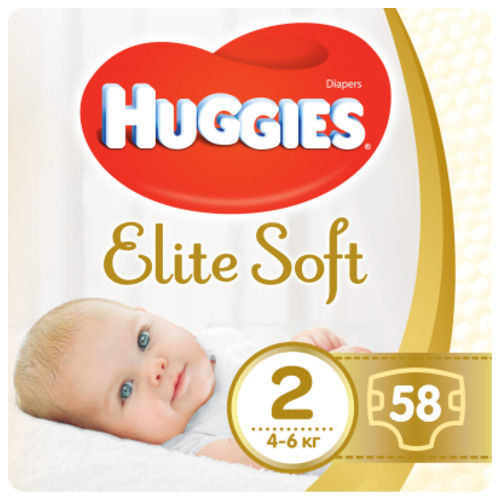 Підгузник Huggies Elite Soft 2 Jumbo 4-6 кг 58 шт (5029053578071) фото №1