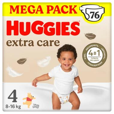 Підгузки Huggies Extra Care Size Розмір 4 (8-16 кг) 76 шт (5029053583167) фото №1