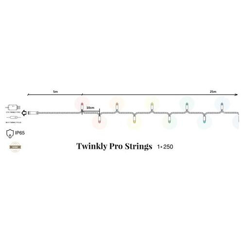 Гірлянда Twinkly Pro Strings RGBW 250 одинарна лінія IP65 AWG22 PVC Rubber зелений (TW-PLC-S-CA-1X250SPP-GR) фото №1