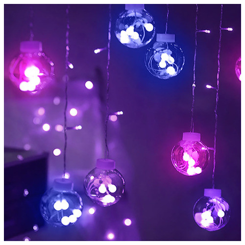 Світлодіодна гірлянда Lesko YLX-027 Balls Кольорове світло 2.5 м новорічні кулі на вікно фото №1